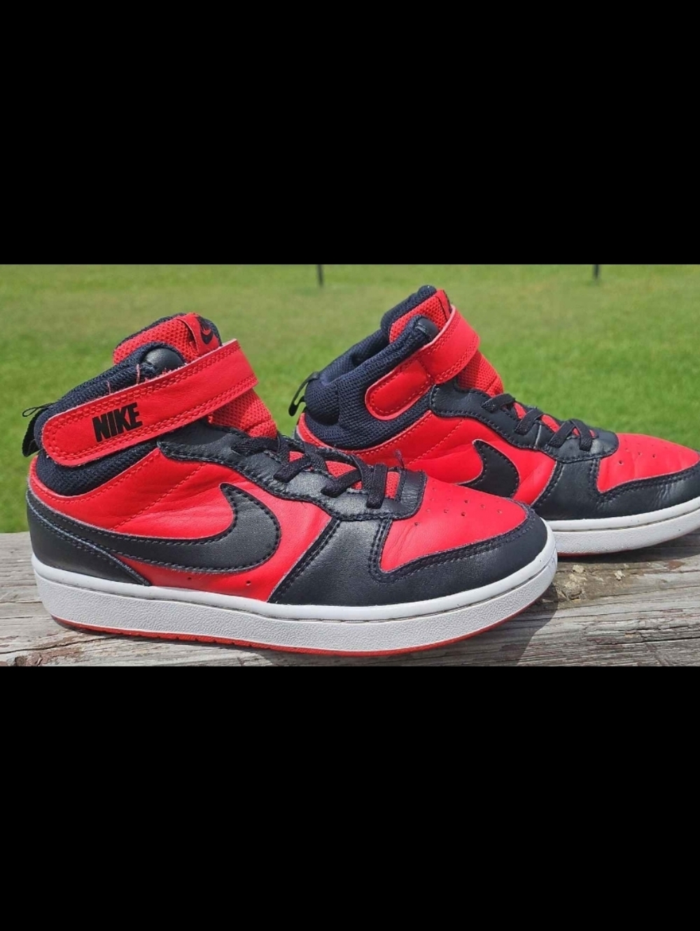 Nike Kids' High-Top Sneakers in Red and Black